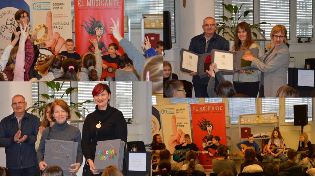 Nastup El Musicante, publika i predstavljanje taktilne slikovnice "Čarobni ormar".